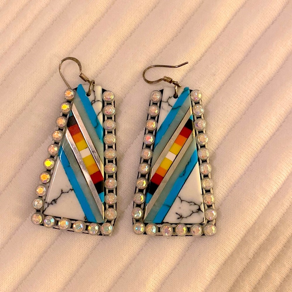 Pueblo Turquoise Inlay Earrings